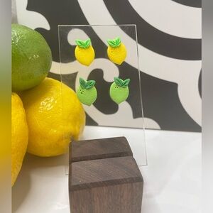 Lemon and Lime Nickel Free Polymer Clay Stud Earrings